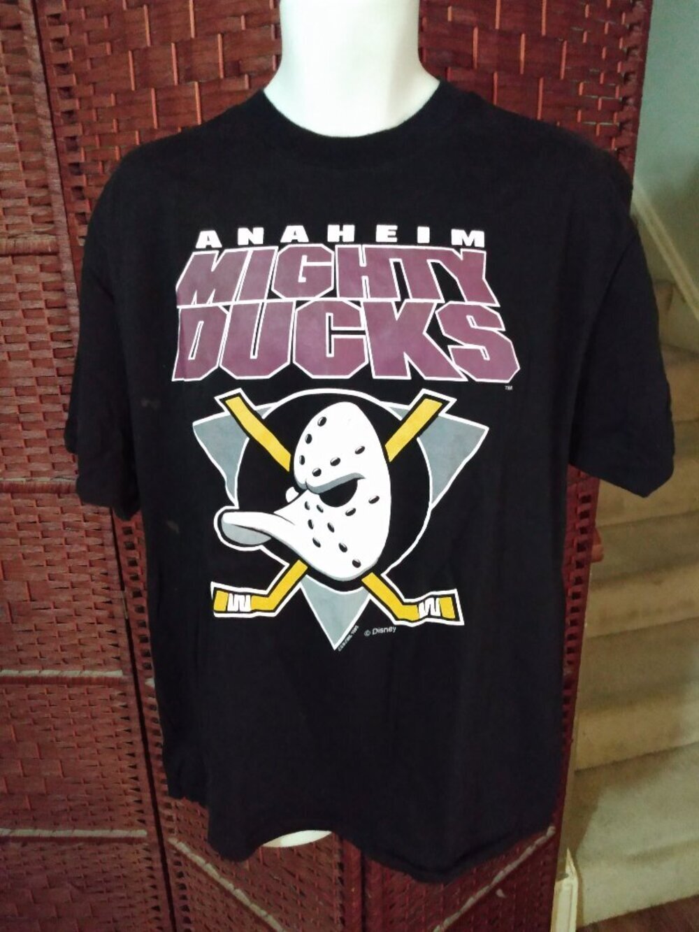 Vintage 90s Anaheim Mighty Ducks T Shirt Mens Large NHL Hockey